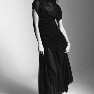 Zara COMBINED DRAPED MIDI DRESS